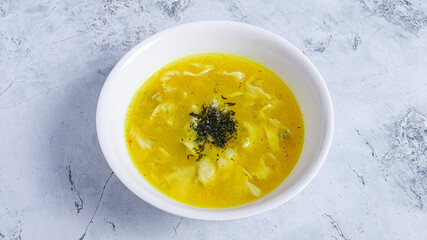 Bouillon bowl top view isolated