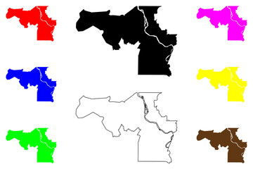 Cachoeiro de Itapemirim city (Federative Republic of Brazil, Espírito Santo state) map vector illustration, scribble sketch Cachoeiro de Itapemirim map