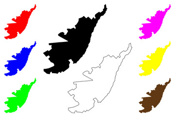 Cameta city (Federative Republic of Brazil, Pará state) map vector illustration, scribble sketch Cametá map