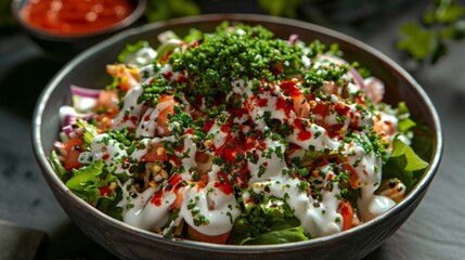 Gourmet Ruby Bulgur Salad with Hung Yogurt and Fresh Greens