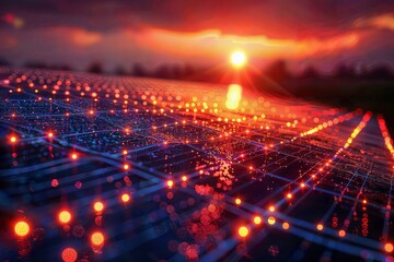Solar circuitry: digital illustration of green energy cyber arrays & solar power
