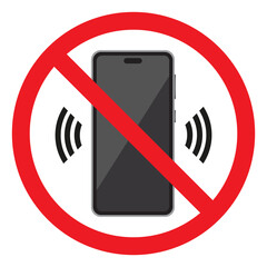 Cell telephone warning stop sign icon. No mobile phone. Turn off. Vector