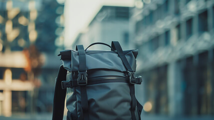 Sustainable Recycled Polyester Backpack in Urban Setting