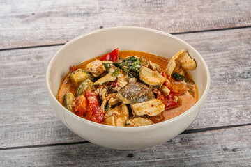 Thai red spicy curry with chicken