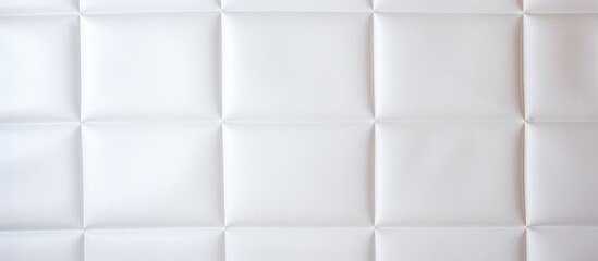 This close-up shot showcases a white tile wall, revealing the intricate square and line texture of the surface. The uniformity of the tiles creates a sleek and modern aesthetic.