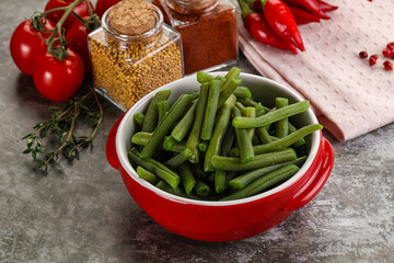 Vegan cuisine - boiled green bean