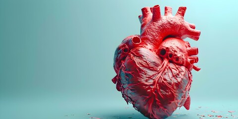 In-depth D model of a human heart illustrating the cardiovascular system. Concept Medical Illustration, Anatomy, Human Heart, Cardiovascular System, 3D Modeling