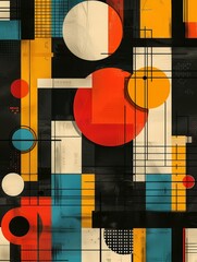 Seamless geometric abstraction, vibrant digital art, modern minimalist style