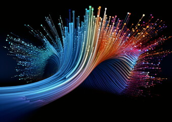 Liquid gas of electric blue fractal art in darkness