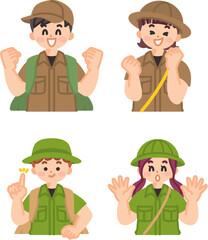 笑顔で喜ぶこども探検隊　ボーイスカウト　冒険