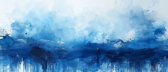 Background design with watercolor blue brush strokes