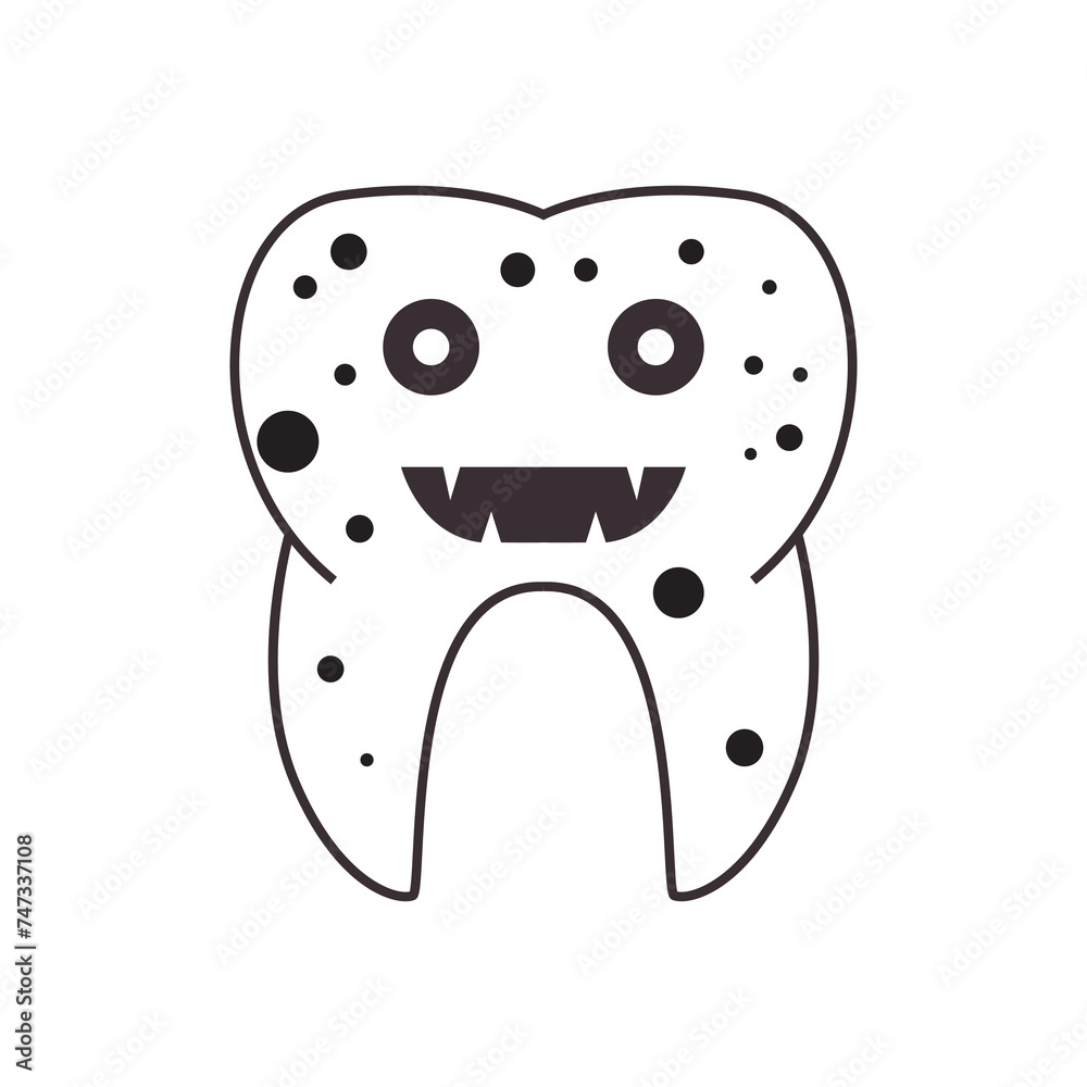 Poster monster tooth old icon logo vector