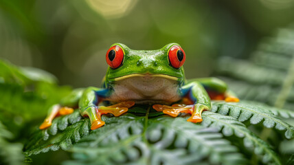 Fototapeta premium Bright frog with red eyes