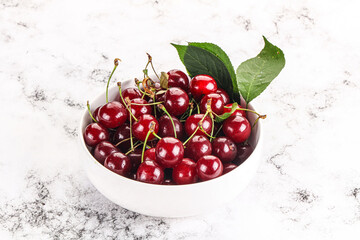Ripe sweet juicy cherry heap
