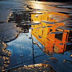 Abstract reflection in a rain puddle. 