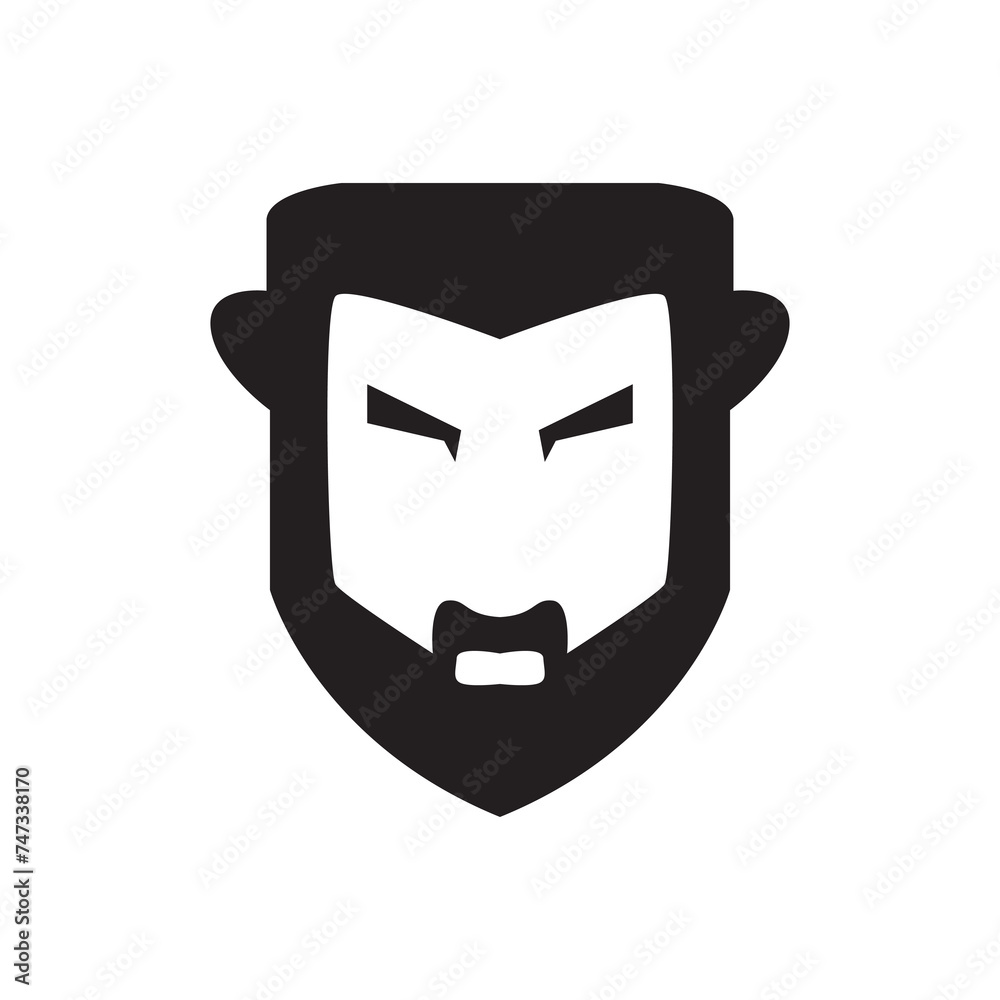 Poster old man hairstyle icon logo vector