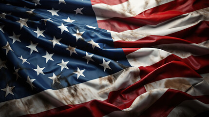 realistic unfurled united states american flag generative ai - obrazy, fototapety, plakaty