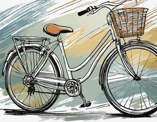 Hand drawn vector illustration of a sketch with a bicycle