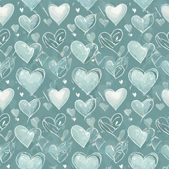  seamless pattern of white hearts on a gentle blue background