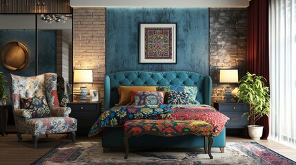 Bohemian Chic Bedroom with Rich Textures and Colorful Patterns