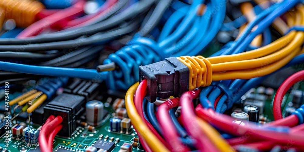 Aufkleber navigating the complexities of modern technology through a macro view of a circuit board. concept te
