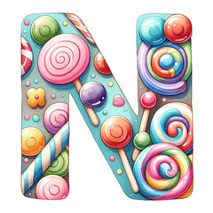 Candyland Delight and lollipop Alphabet and number © Yuyee