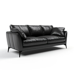 modern black sofa with white background generative ai