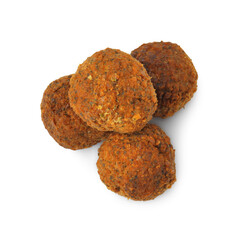 Delicious falafel balls isolated on white, top view