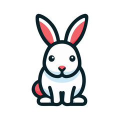 Icon of a cute white rabbit or bunny