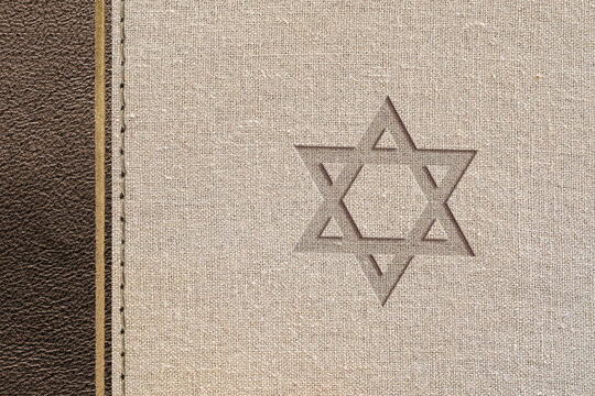 Jewish religious design with leather and fabric with star engraved