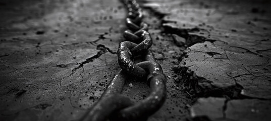 The chains are broken, symbolizing liberation and liberation from restrictions. - obrazy, fototapety, plakaty