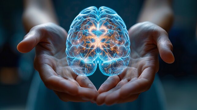 View of a woman holding encephalography brain, autism, Stroke, Epilepsy and alzheimer awareness, seizure disorder, stroke, ADHD, world mental health day concept.