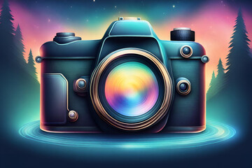 camera logo features a simplified yet stylish representation of a camera - obrazy, fototapety, plakaty
