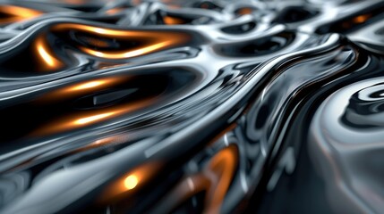Fototapeta premium 3D rendering of a smooth metal surface with a glossy finish. The surface is illuminated by a bright light, which creates a sense of depth and realism.