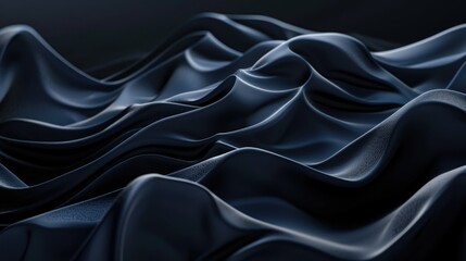 Soft and smooth dark blue silk. The fabric is draped in elegant folds, creating a luxurious and...