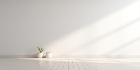 White Room With Two White Vases Generative AI