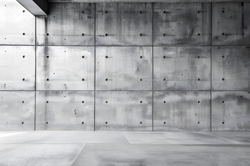 A wide concrete room with walls, lights and floor. Concrete room, wall, realistic, modern background.