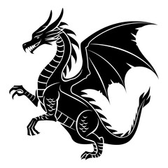 Dragon black icon on white background.