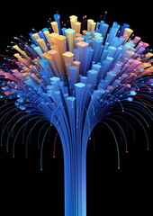 Abstract Color Explosion in Digital Space, Vibrant Data Visualization Artwork