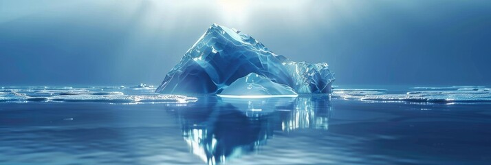 Diamond-Like Iceberg in Icy Reflecting Sea - obrazy, fototapety, plakaty