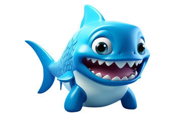 Shark cartoon character on transparent background PNG image