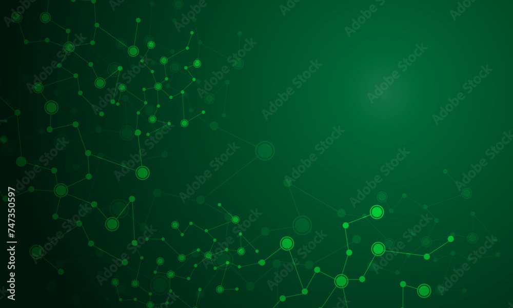 Poster abstract green connecting dots and lines connection science with blank space design technology backg