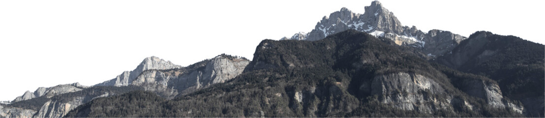 Isolated PNG cutout of a snowy mountain on a transparent background, ideal for photobashing, matte-painting, concept art	