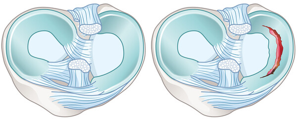 Meniscus tears anatomy. Medically illustration