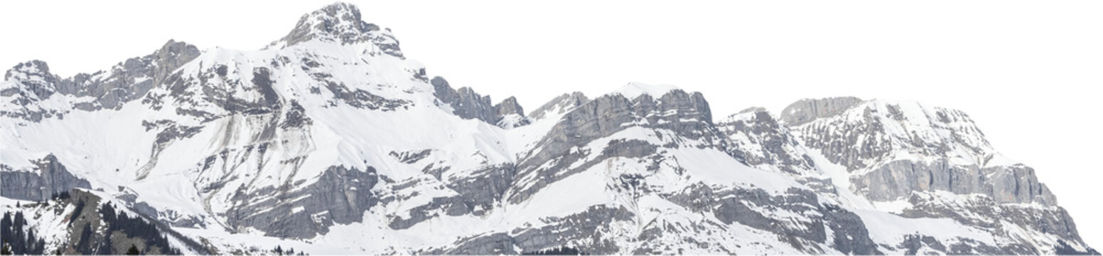 Isolated PNG cutout of a snowy mountain on a transparent background, ideal for photobashing, matte-painting, concept art	