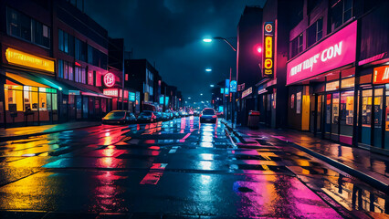 Obraz premium night city street