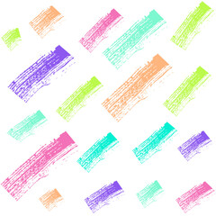 Naklejka premium Set of Brush drawn thick doodle lines. Colored grunge banner for your design. Abstract chalk painted stripes. ink splatter and artistic design elements. Dirty dry crayon paintbrush texture