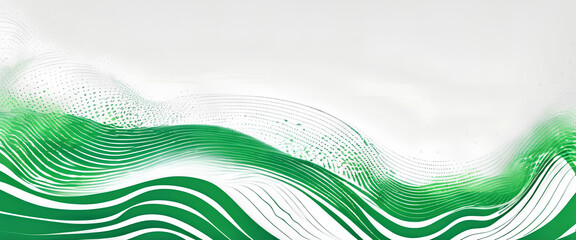 Glittering Green Flow: Abstract White and Green Dot Patterns - Dynamic Graphic Illustration for Futuristic Technology Concepts - Abstract Green Wave Background