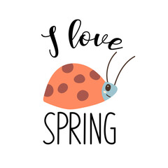 Hello spring quotes. Spring label with season calligraphy quotes, flowers. Positive phrases for stickers, postcards or posters. Vector illustration.