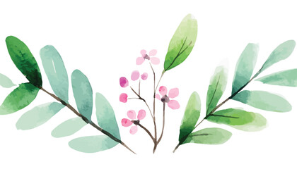 watercolor arrangements with small flower. Botanical illustration minimal style